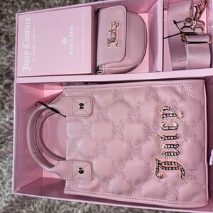 Juicy Couture Pink Quilted Tote Bag with Metallic Accents